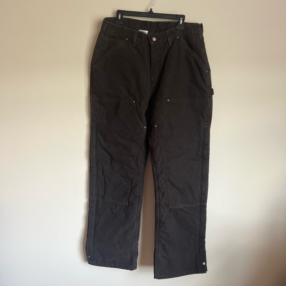 Carhartt Mens Brown Utility Carpenter Insulated Work Pants Dark Brown Size 14x32 - Picture 4 of 9